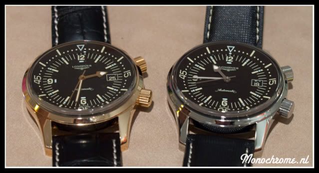 Longines Legend Diver date in rose gold and steel