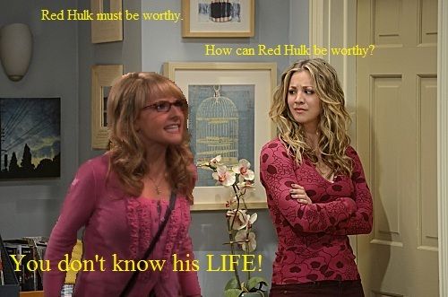 Bernadette and Penny debate Thor's Hammer