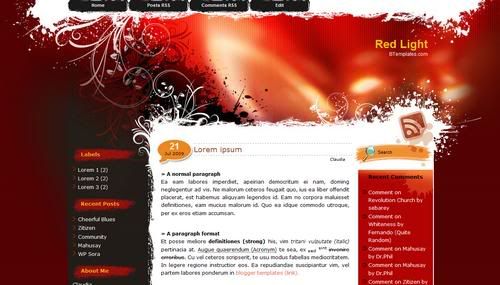 Free Blogger Red Vector Magazine Web2.0 Template, High quality Design 