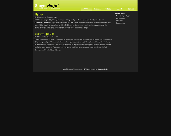 CSS Black and Green Website Web2.0 Template