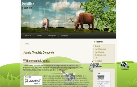 Joomla Cow Farm Green Web2.0 Theme Template