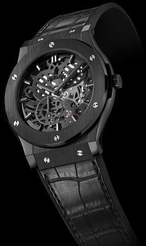 Hublot Black Ceramic Classic Fusion Extra Thin - Monochrome Watches